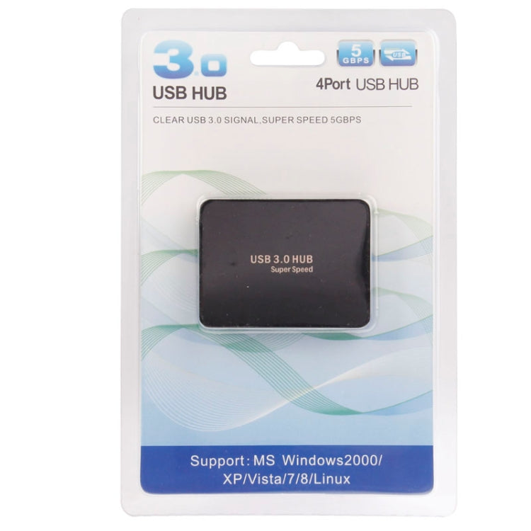 CR-H302 Mirror Surface 4 Ports USB 3.0 Super Speed 5Gbps HUB + 60cm USB 3.0 Transmission Cable(Black) - USB 3.0 HUB by buy2fix | Online Shopping UK | buy2fix