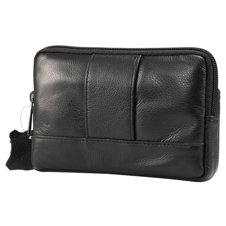 6.0 inch and Below Universal Genuine Leather Men Horizontal Style Case Waist Bag with Belt Hole, For Sony, Huawei, Meizu, Lenovo, ASUS, Cubot, Oneplus, Xiaomi, Ulefone, Letv, DOOGEE, Vkworld, and other Smartphones(Black) - More iPhone Cases by buy2fix | Online Shopping UK | buy2fix