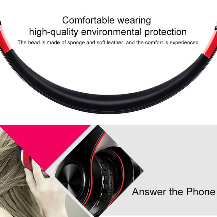 LPT660 Wireless Folding Sports Stereo Music Bluetooth Phones Earphones Support TF Card (Red) - Headset & Headphone by buy2fix | Online Shopping UK | buy2fix