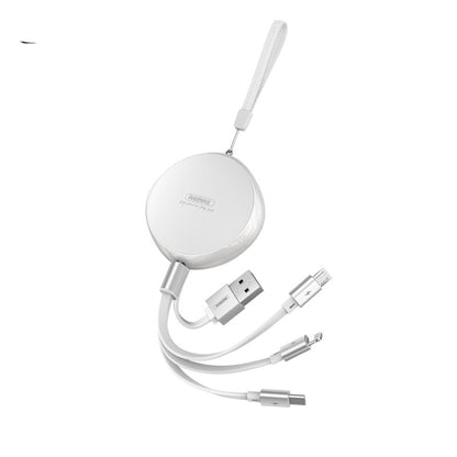 REMAX RC-185th 3 in 1 2.1A USB to 8 Pin + USB-C / Type-C + Micro USB Sury Series Telescopic Charging Data Cable(White) - Multifunction Cable by REMAX | Online Shopping UK | buy2fix