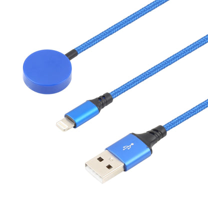 For iPhone / Apple Watch 2 In 1 8 Pin + Magnetic Charging Base Multi-function Charging Cable, Length: 1m(Blue) - Multifunction Cable by buy2fix | Online Shopping UK | buy2fix