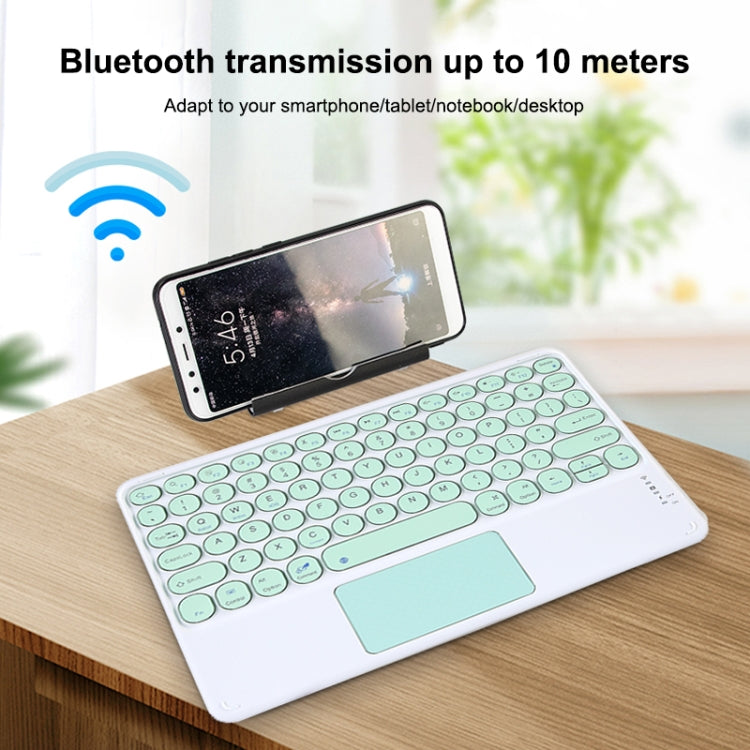 250C 10 inch Universal Tablet Round Keycap Wireless Bluetooth Keyboard with Touch Panel (White) - Universal Keyboard by buy2fix | Online Shopping UK | buy2fix