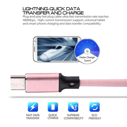 1m 2A Output USB to USB-C / Type-C Nylon Weave Style Data Sync Charging Cable(Pink) - USB-C & Type-C Cable by buy2fix | Online Shopping UK | buy2fix