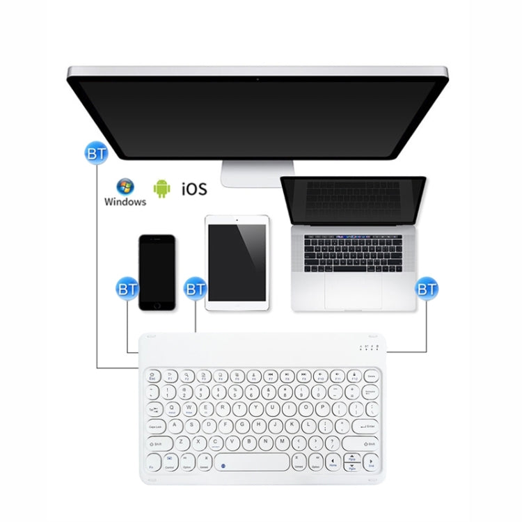 X3 10 inch Universal Tablet Round Keycap Wireless Bluetooth Keyboard (White) - Universal Keyboard by buy2fix | Online Shopping UK | buy2fix