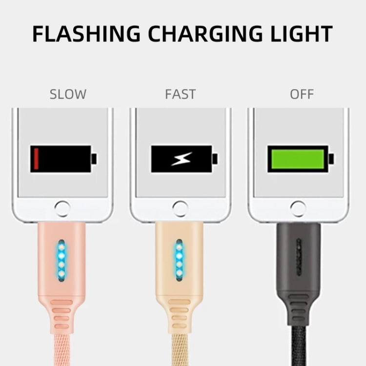 8 Pin Interface Zinc Alloy Marquee Luminous Intelligent Automatic Power off Charging Data Cable(glod) - Normal Style Cable by buy2fix | Online Shopping UK | buy2fix