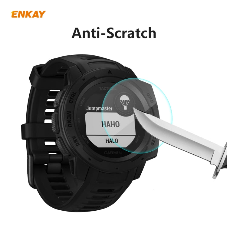 For Garmin Instinct Tactical 2 PCS ENKAY Hat-Prince 0.2mm 9H 2.15D Curved Edge Tempered Glass Screen Protector  Watch Film - Screen Protector by ENKAY | Online Shopping UK | buy2fix