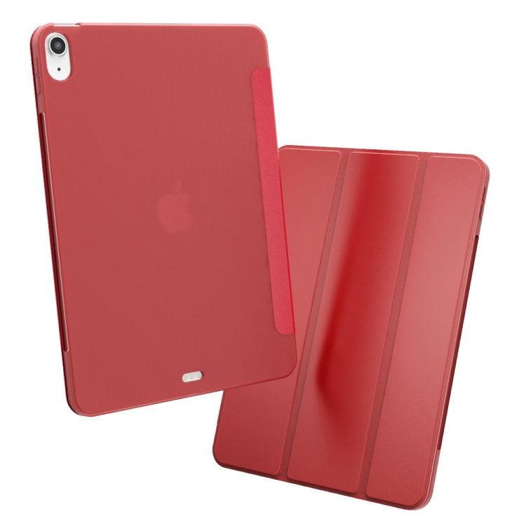 For iPad Air 2022 / 2020 10.9 Three-folding Surface PU Leather TPU Matte Soft Bottom Case with Holder & Sleep / Wake-up Function(Red) - iPad Air (2022) / (2020) 10.9 Cases by buy2fix | Online Shopping UK | buy2fix