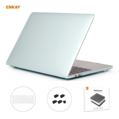 ENKAY 3 in 1 Crystal Laptop Protective Case + EU Version TPU Keyboard Film + Anti-dust Plugs Set for MacBook Pro 13.3 inch A1706 / A1989 / A2159 (with Touch Bar)(Green) - MacBook Pro Cases by ENKAY | Online Shopping UK | buy2fix