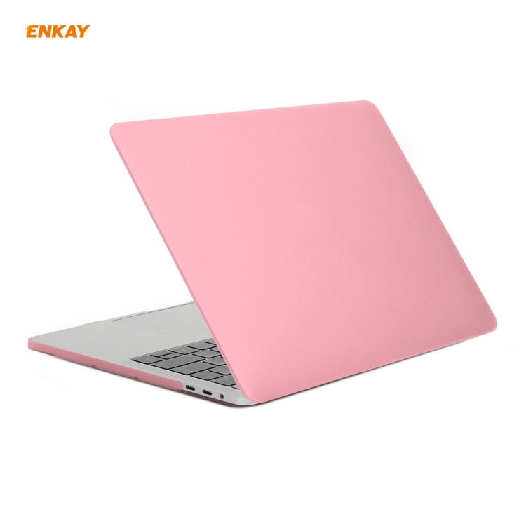 ENKAY 3 in 1 Matte Laptop Protective Case + US Version TPU Keyboard Film + Anti-dust Plugs Set for MacBook Pro 15.4 inch A1707 & A1990 (with Touch Bar)(Pink) - MacBook Pro Cases by ENKAY | Online Shopping UK | buy2fix