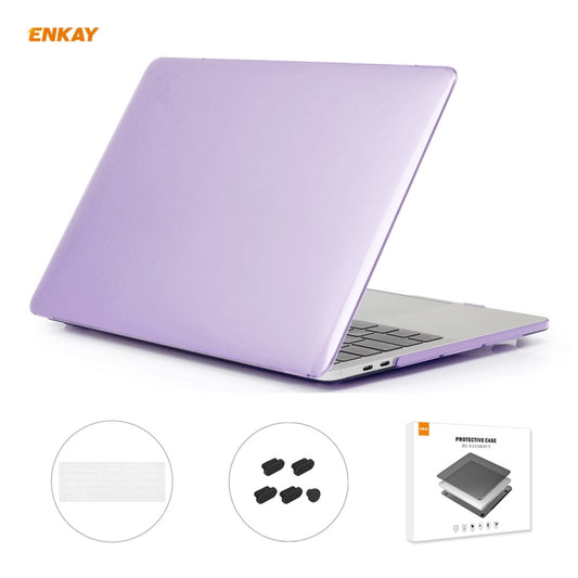 ENKAY 3 in 1 Crystal Laptop Protective Case + US Version TPU Keyboard Film + Anti-dust Plugs Set for MacBook Pro 15.4 inch A1707 & A1990 (with Touch Bar)(Purple) - MacBook Pro Cases by ENKAY | Online Shopping UK | buy2fix