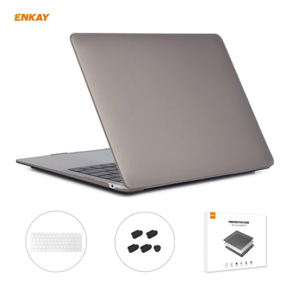 ENKAY 3 in 1 Matte Laptop Protective Case + US Version TPU Keyboard Film + Anti-dust Plugs Set for MacBook Air 13.3 inch A1932 (2018)(Grey) - MacBook Air Cases by ENKAY | Online Shopping UK | buy2fix