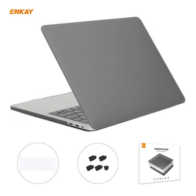 ENKAY 3 in 1 Matte Laptop Protective Case + US Version TPU Keyboard Film + Anti-dust Plugs Set for MacBook Pro 16 inch A2141 (with Touch Bar)(Grey) - MacBook Pro Cases by ENKAY | Online Shopping UK | buy2fix