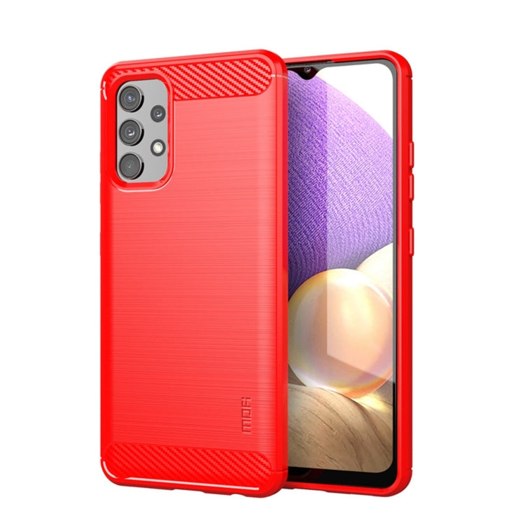 For Samsung Galaxy A32 4G(US Version) MOFI Gentleness Series Brushed Texture Carbon Fiber Soft TPU Case(Red) - Galaxy Phone Cases by MOFI | Online Shopping UK | buy2fix