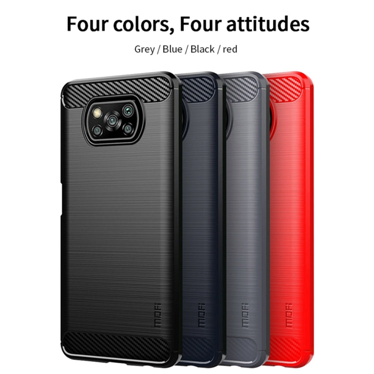 For Xiaomi POCO X3 / X3 NFC MOFI Gentleness Series Brushed Texture Carbon Fiber Soft TPU Case(Blue) - Xiaomi Cases by MOFI | Online Shopping UK | buy2fix