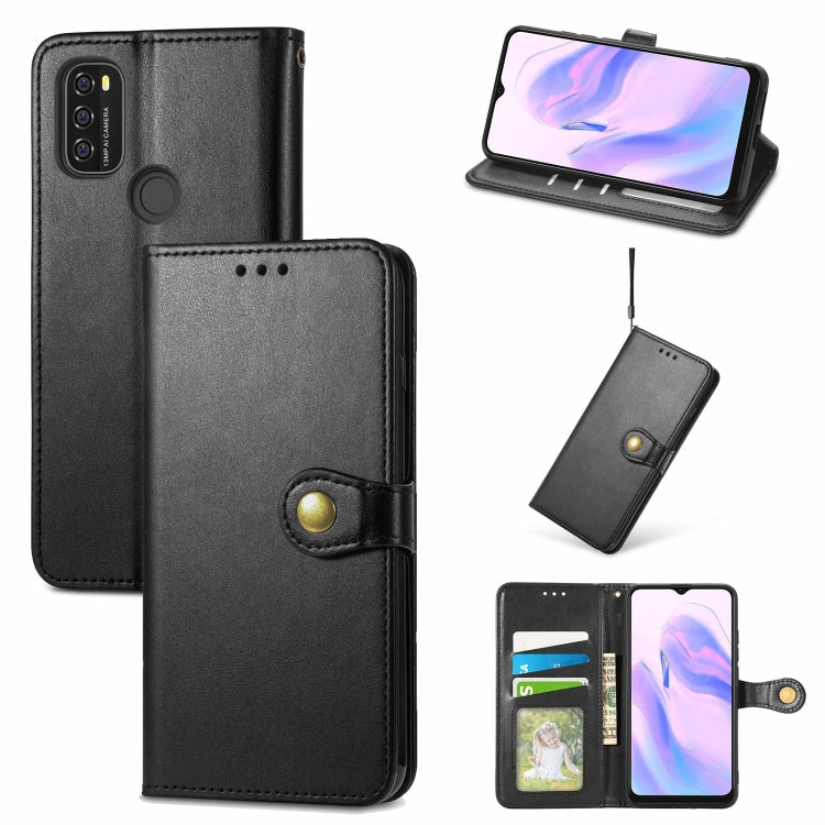 For Blackview A70 Solid Color Leather Buckle Phone Case with Lanyard & Photo Frame & Card Slot & Wallet & Stand Function(Black) - More Brand by buy2fix | Online Shopping UK | buy2fix