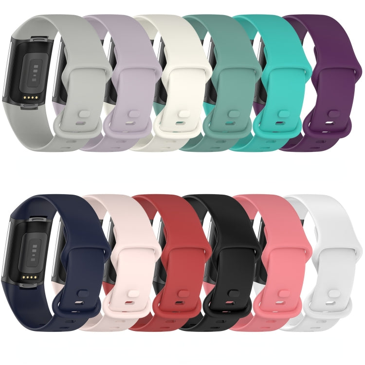 For Fitbit Charge 5 Monochromatic Silicone Watch Band, Size：Large Size(Purple) - Watch Bands by buy2fix | Online Shopping UK | buy2fix