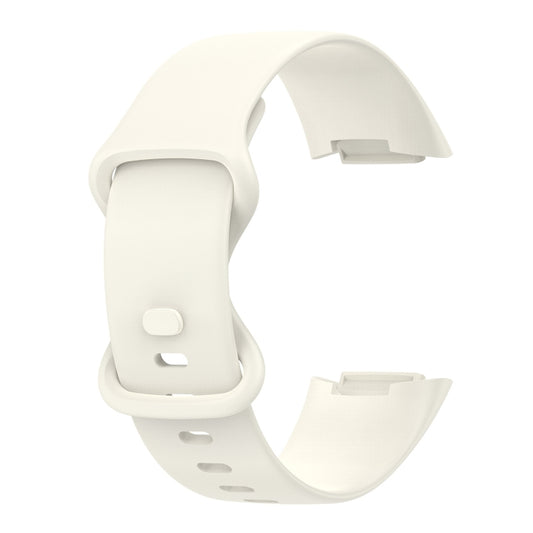 For Fitbit Charge 5 Monochromatic Silicone Watch Band, Size: Small Size(Milky white) - Watch Bands by buy2fix | Online Shopping UK | buy2fix