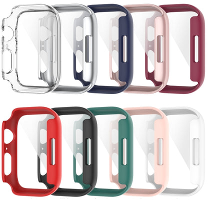 Shockproof PC Protective Case with Tempered Glass Film For Apple Watch Series 9 / 8 / 7 45mm(Silver) - Watch Cases by buy2fix | Online Shopping UK | buy2fix