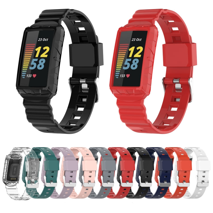 For Fitbit Charge 5 Silicone One Body Armor Watch Band(Orange) - Watch Bands by buy2fix | Online Shopping UK | buy2fix