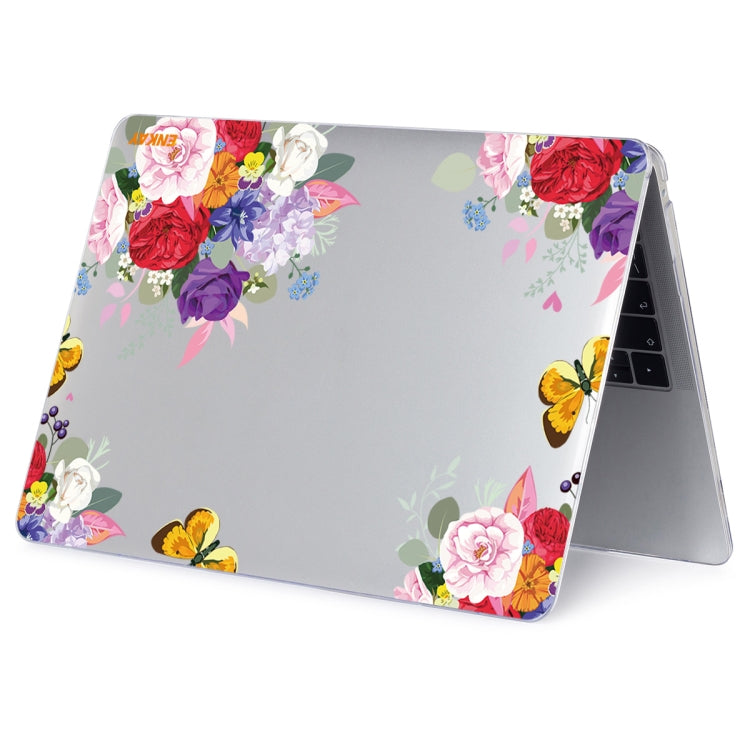 ENKAY Flower Series Pattern Laotop Protective Crystal Case For MacBook Air 13.3 inch A1932 / A2179 / A2337(Rose) - MacBook Air Cases by ENKAY | Online Shopping UK | buy2fix