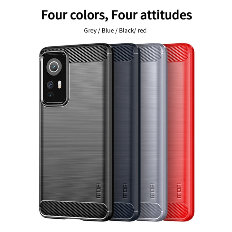 For Xiaomi 12 / 12X MOFI Gentleness Brushed Carbon Fiber Soft TPU Case(Red) - Xiaomi Cases by MOFI | Online Shopping UK | buy2fix