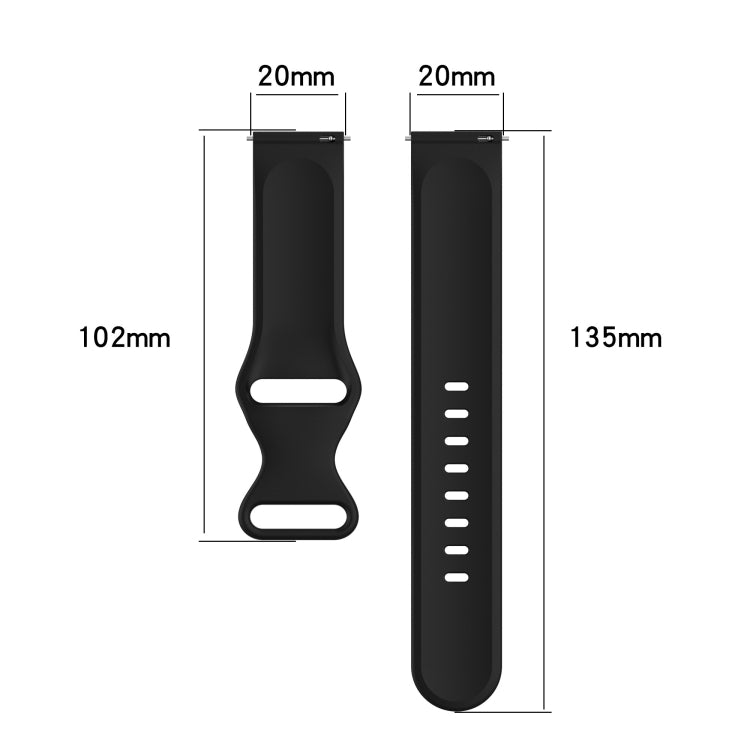 For Samsung Galaxy Watch4 40mm/44mm 20mm Solid Color Silicone Watch Band(Black) - Watch Bands by buy2fix | Online Shopping UK | buy2fix