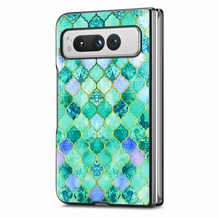 For Google Pixel Fold Colored Drawing Leather Skin Back Cover Phone Case(Emerald) - Google Cases by buy2fix | Online Shopping UK | buy2fix