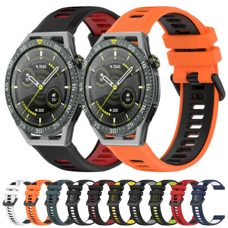 For Huawei Watch 3 22mm Sports Two-Color Silicone Watch Band(Black+Grey) - Watch Bands by buy2fix | Online Shopping UK | buy2fix