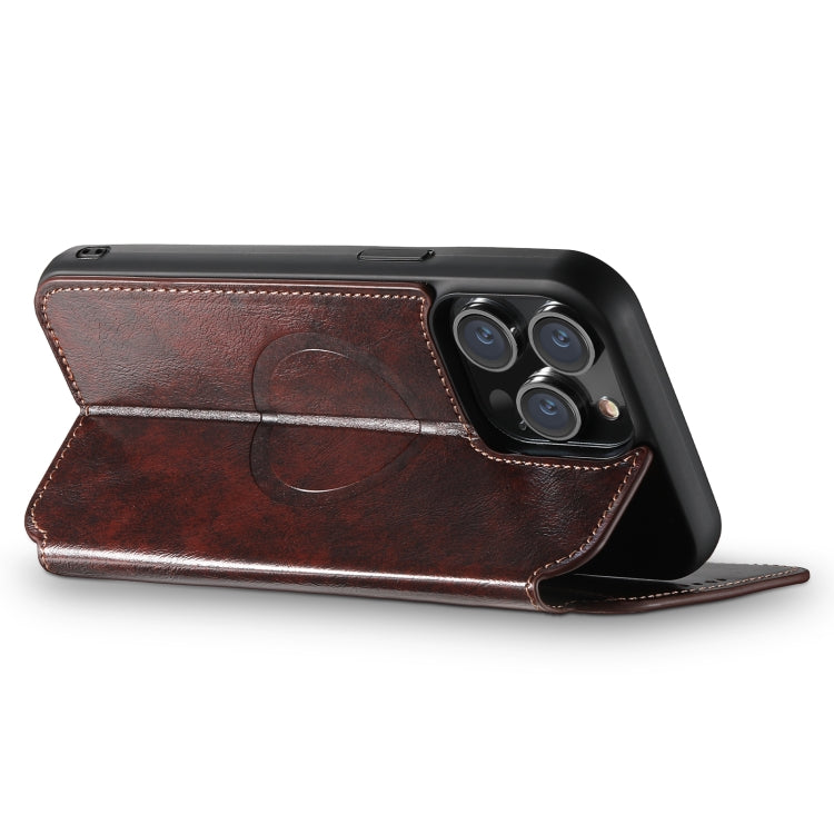For iPhone 14 Pro Suteni J05 Leather Magnetic Magsafe Phone Case(Brown) - iPhone 14 Pro Cases by Suteni | Online Shopping UK | buy2fix