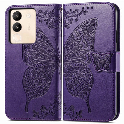 For vivo X100 Butterfly Love Flower Embossed Leather Phone Case(Purple) - X100 Cases by imak | Online Shopping UK | buy2fix