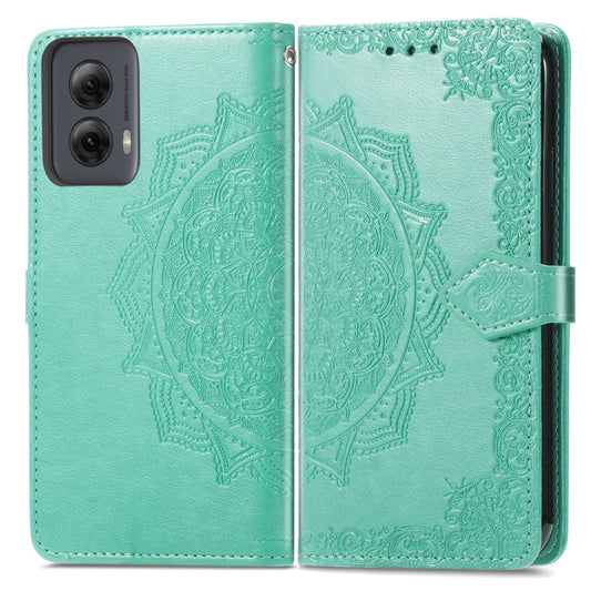 For Motorola Moro G Power 5G 2024 Mandala Flower Embossed Leather Phone Case(Green) - Motorola Cases by buy2fix | Online Shopping UK | buy2fix