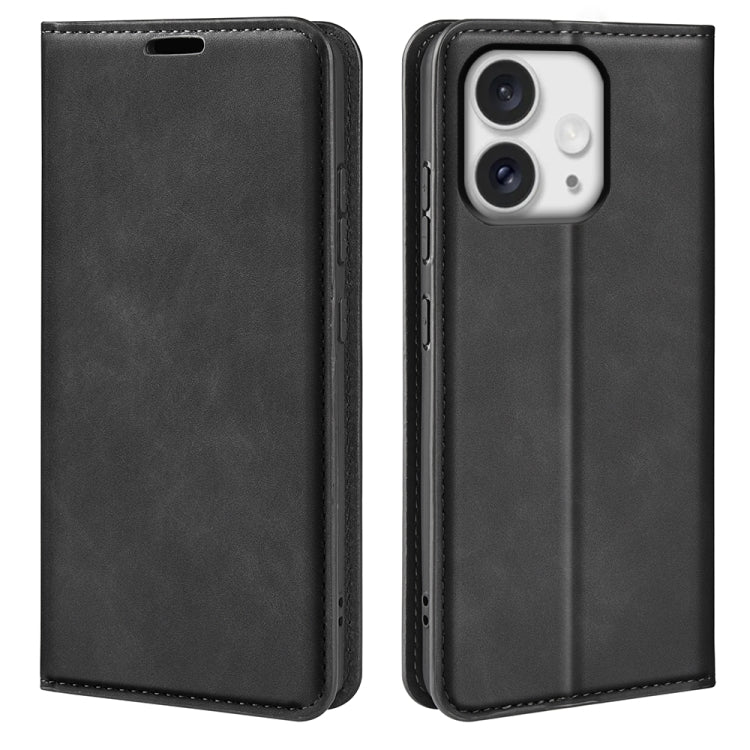 For iPhone 16 Pro Max Retro-skin  Magnetic Suction Leather Phone Case(Black) - iPhone 16 Pro Max Cases by buy2fix | Online Shopping UK | buy2fix