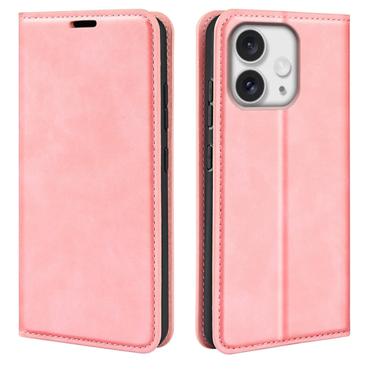 For iPhone 16 Pro Max Retro-skin  Magnetic Suction Leather Phone Case(Pink) - iPhone 16 Pro Max Cases by buy2fix | Online Shopping UK | buy2fix