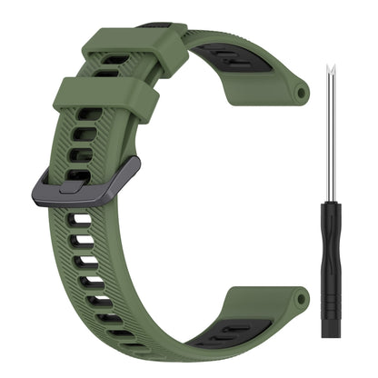 For Garmin Forerunner 945 Sports Two-Color Silicone Watch Band(Army Green+Black) - Watch Bands by buy2fix | Online Shopping UK | buy2fix