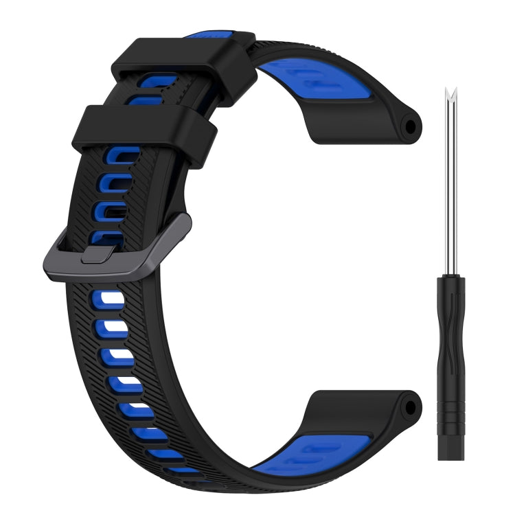 For Garmin Descent G1 Sports Two-Color Silicone Watch Band(Black+Blue) - Watch Bands by buy2fix | Online Shopping UK | buy2fix