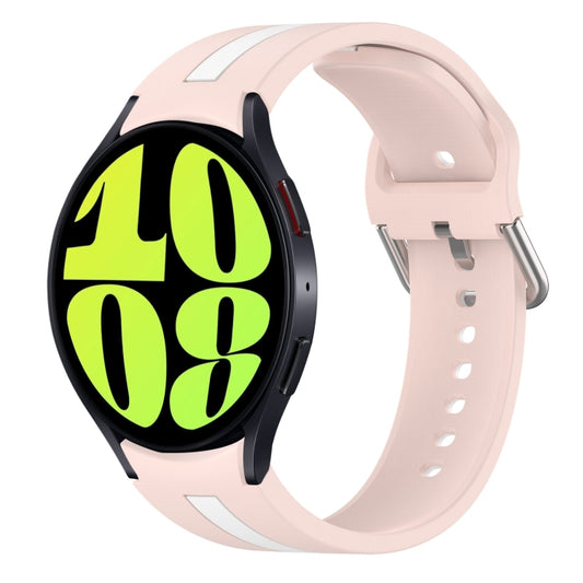 For Samsung Galaxy Watch 6 40mm Two-Color Silicone Watch Band(Pink+White) - Watch Bands by buy2fix | Online Shopping UK | buy2fix