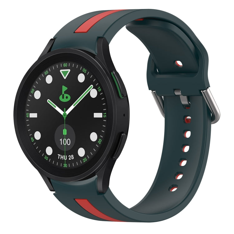 For Samsung Galaxy watch 5 Pro Golf Edition Two-Color Silicone Watch Band(Dark Green+Red) - Watch Bands by buy2fix | Online Shopping UK | buy2fix