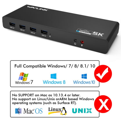 Wavlink UG69DK1 5K Type-C Dual Display USB 3.0 Video Gigabit Ethernet HDMI Docking Station, Plug:US Plug -  by WAVLINK | Online Shopping UK | buy2fix