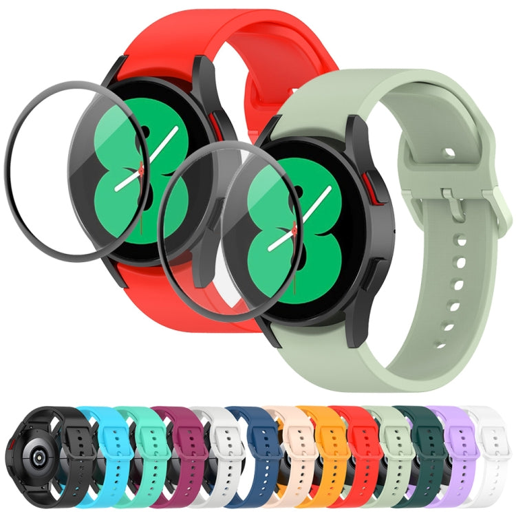 For Samsung Galaxy Watch6 Classic 47mm JUNSUNMAY Silicone Adjustable Strap + Full Coverage PMMA Screen Protector Kit(Light Green) - Watch Bands by JUNSUNMAY | Online Shopping UK | buy2fix