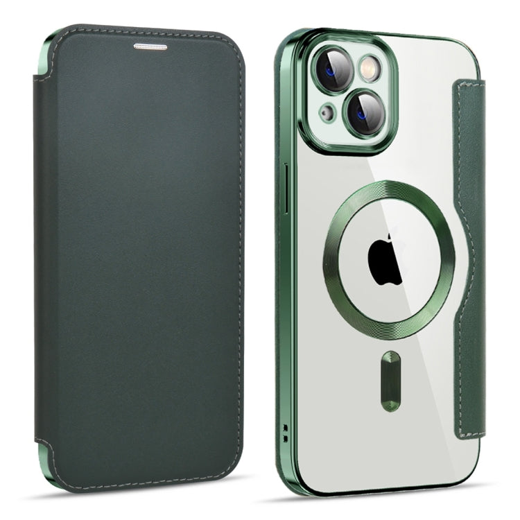 For iPhone 15 MagSafe Magnetic RFID Anti-theft Leather Phone Case(Green) - iPhone 15 Cases by buy2fix | Online Shopping UK | buy2fix