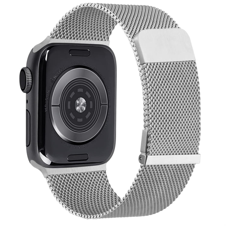 For Apple Watch SE 44mm Milan Double Magnetic Steel Mesh Watch Band(Silver) - Watch Bands by buy2fix | Online Shopping UK | buy2fix