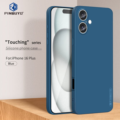 For iPhone 16 Plus PINWUYO Sense Series Liquid Silicone TPU Phone Case(Blue) - iPhone 16 Plus Cases by PINWUYO | Online Shopping UK | buy2fix