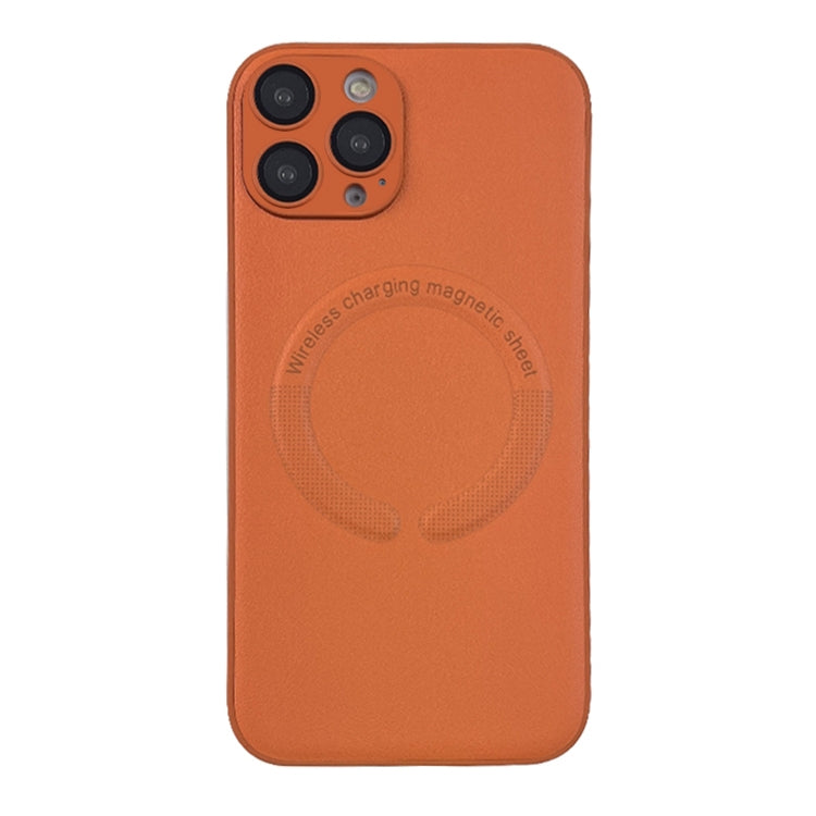 For iPhone 12 Pro MagSafe Leather All-inclusive TPU Shockproof Phone Case(Orange) - iPhone 12 / 12 Pro Cases by buy2fix | Online Shopping UK | buy2fix