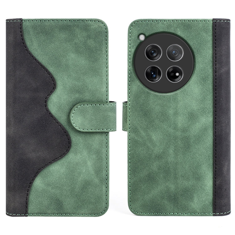 For OnePlus 12 Stitching Horizontal Flip Leather Phone Case(Green) - OnePlus Cases by buy2fix | Online Shopping UK | buy2fix