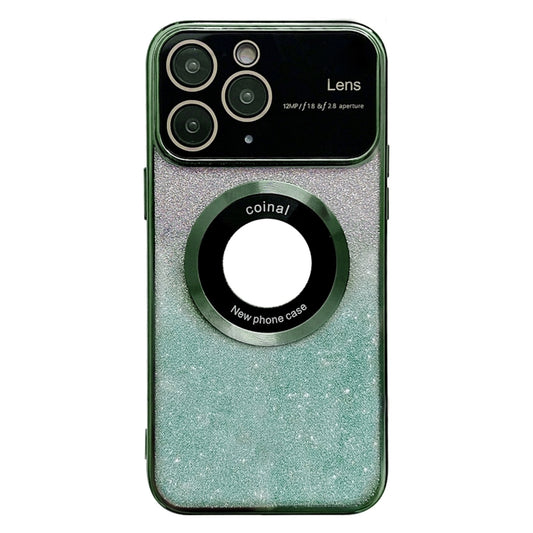 For iPhone 11 Pro Large Window MagSafe Gradient Glitter Electroplating TPU Phone Case(Green) - iPhone 11 Pro Cases by buy2fix | Online Shopping UK | buy2fix