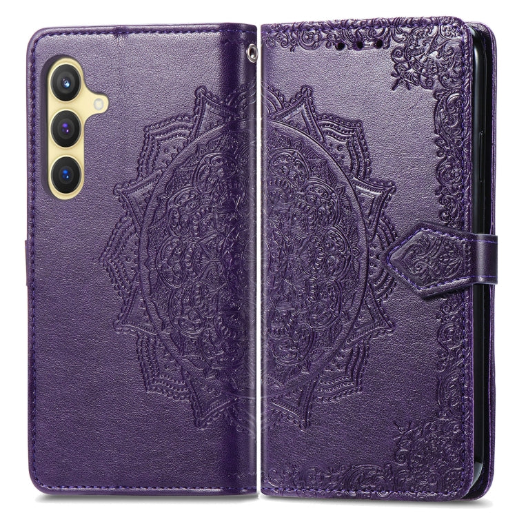 For Samsung Galaxy S25 5G Mandala Flower Embossed Leather Phone Case(Purple) - Galaxy S25 5G Cases by buy2fix | Online Shopping UK | buy2fix