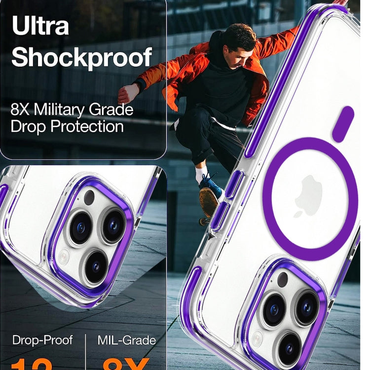 For iPhone 14 Pro Max Dual-color MagSafe TPU Hybrid Clear PC Shockproof Phone Case(Black) - iPhone 14 Pro Max Cases by buy2fix | Online Shopping UK | buy2fix