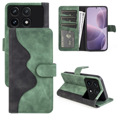 For Xiaomi Redmi K70 Stitching Horizontal Flip Leather Phone Case(Green) - K70 Cases by buy2fix | Online Shopping UK | buy2fix