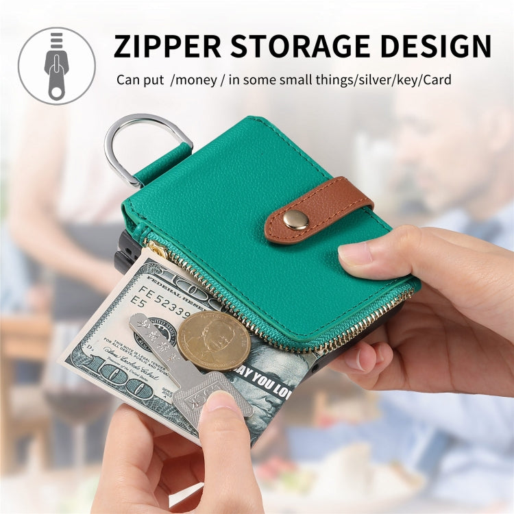 For OPPO Find N3 Flip Vertical Flip Zipper Wallet Ring Leather Phone Case(Green) - Find N3 Flip Cases by buy2fix | Online Shopping UK | buy2fix
