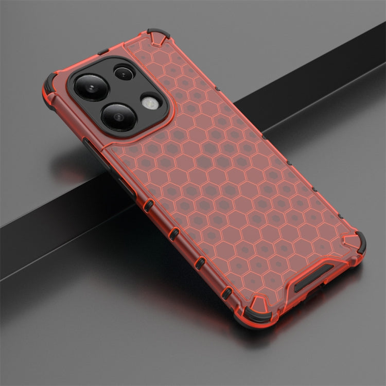 For Redmi Note 13 4G Global Shockproof Honeycomb Phone Case(Red) - Xiaomi Cases by buy2fix | Online Shopping UK | buy2fix